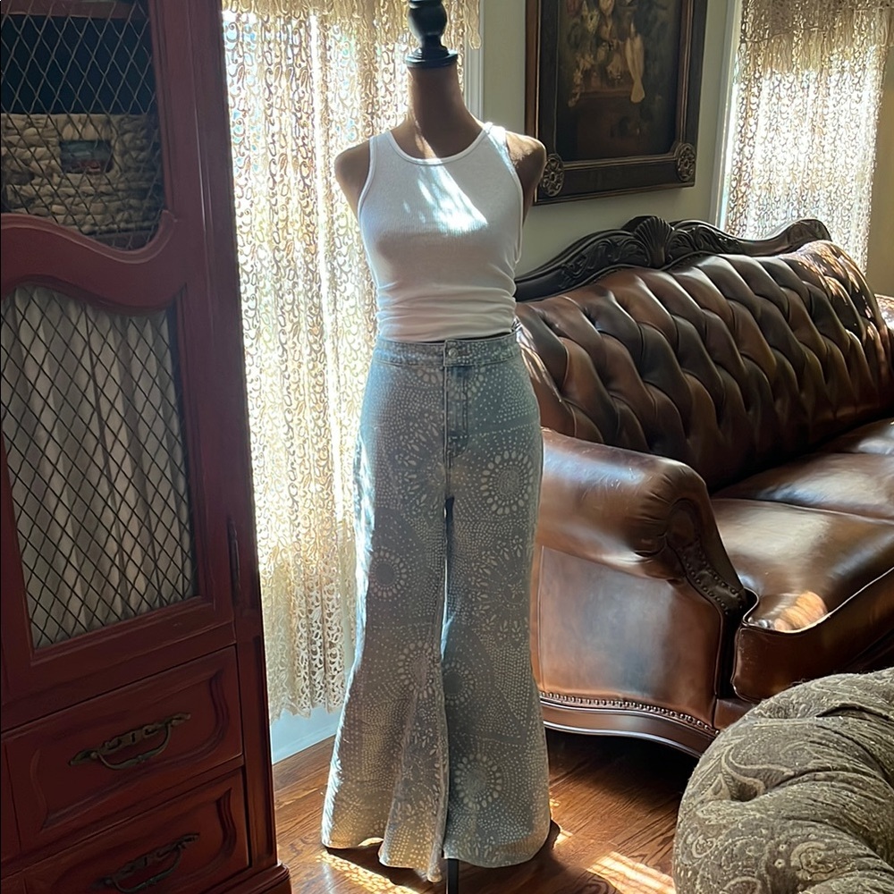 Free People Patterned Flare Jeans